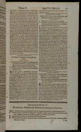 Disputatio V. De electione Abbatum & Prælatorum Episcopis inferiorum.