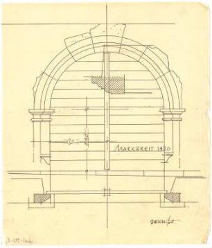 Döllgast, Hans; Marktbreit; Kirche mit Aussegnungshalle - Tür (Ansicht; Grundriss)