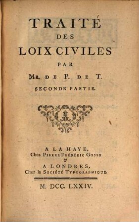 Traité Des Loix Civiles, 2