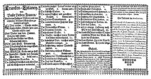 Kranken-Litaney. von Unser Lieben Frauen/ Auß deren Heiligen Vättern und vornehmsten Männern Schrifften zusammen getragen.