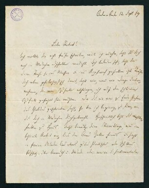 Brief vom 12. Sept. 1867