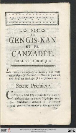 Les noces de Gengis-Kan et de Canzadée - Ballet héroïque