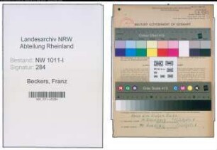 Entnazifizierung Franz Beckers , geb. 23.07.1900 (Schreiner)