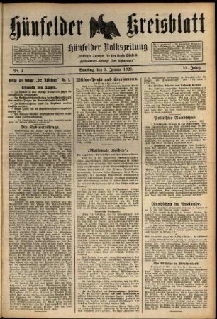 Ausgabe vom Samstag, den 09. Januar 1926.