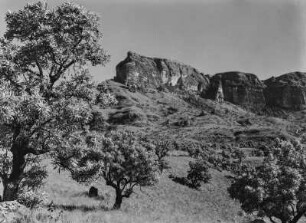 Die Drakensberge : Felswand in den Ausläufern der Drakensberge ("Drachenberge")