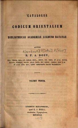Catalogus codicum orientalium Bibliothecae Academiae Lugduno-Batavae, 1