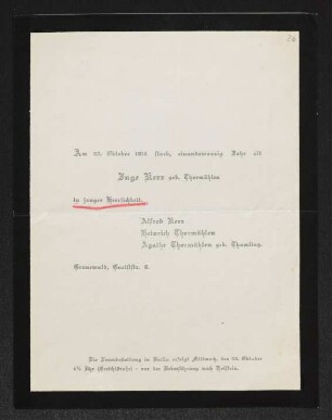 Brief von Alfred Kerr, Agathe Thormählen und Heinrich Thormählen an Gerhart Hauptmann