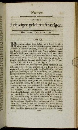 No. 93. Den 19ten November 1790.