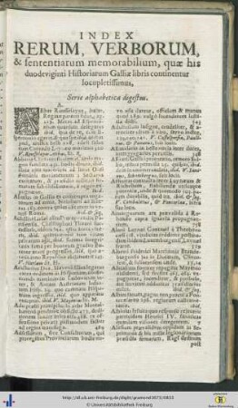 Index Rerum, Verborum et sententiarum memorabilium …