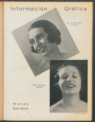 Notas sociales : Sra. Lia Cilley Vieyra de Pueyrredón. - Señorita Enriqueta Güiraldes