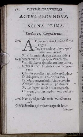 Scena Prima. Iordanus. Consiliarius