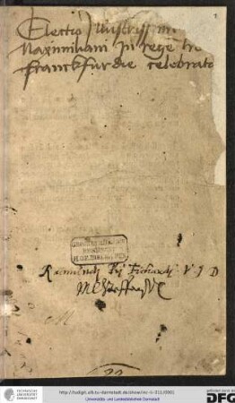 Electio Maximiliani regis 1486 Francofurti celebrata