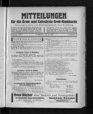 Jahrgang 1925, Hamburg, den 17. Mai, Nummer 20