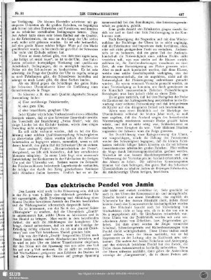 Das elektrische Pendel von Jamin