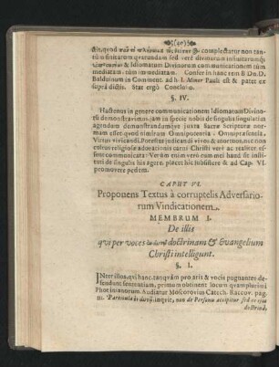 Caput VI. Proponens Textus a corruptelis Adversariorum Vindicationem.