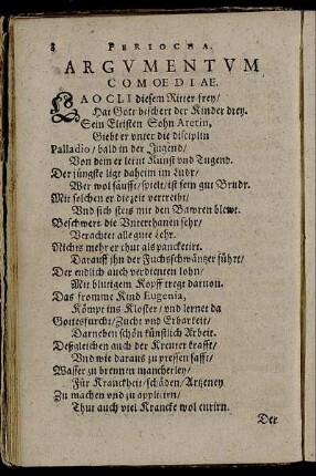 Argumentum Comœdiæ.