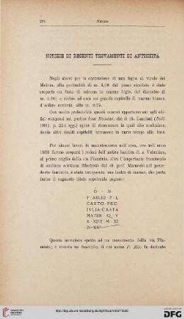 25: Notizie di recenti trovamenti di antichità