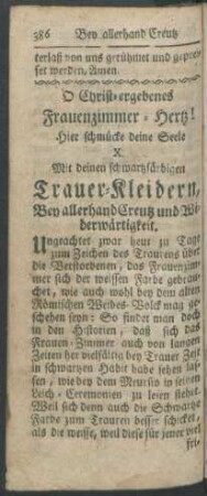X. Mit deinen schwartzfärbigen Trauer-Kleidern