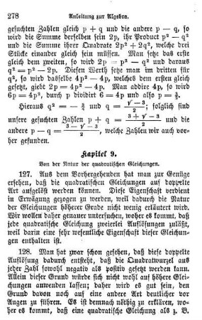 9. Von der Natur der quadratischen Gleichungen.