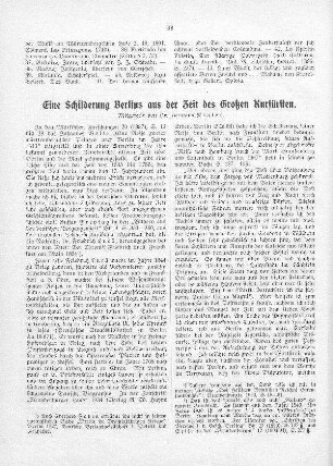 Eine Schilderung Berlins aus der Zeit des Großen Kurfürsten