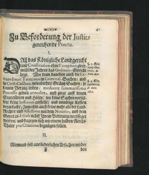 Zu Beforderung der Iustitz gereichende Puncta. I. - XII.