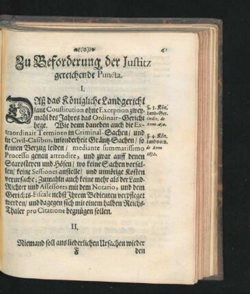 Zu Beforderung der Iustitz gereichende Puncta. I. - XII.
