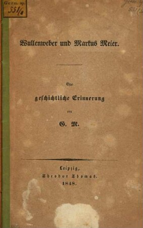 Wullenweber und Markus Meier : Eine geschichtliche Erinnerung von G. M.