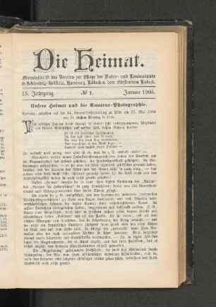 15. Jahrgang. No. 1. Januar 1905.