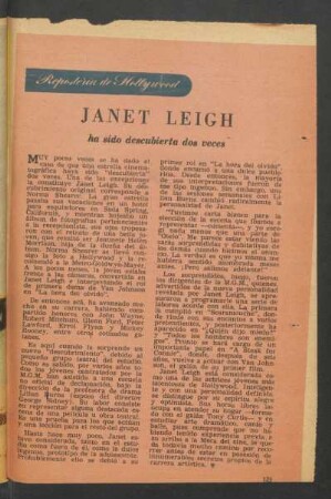 Janet Leigh ha sido descubierta dos veces : Repostería de Hollywood