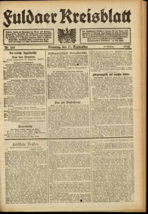Ausgabe vom Dienstag, den 17. September 1918.