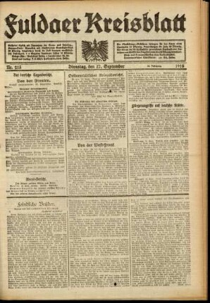 Ausgabe vom Dienstag, den 17. September 1918.