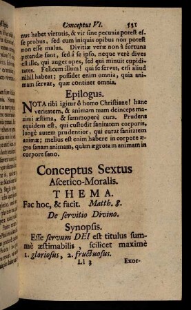 531-538, Conceptus Sextus Ascetico-Moralis.