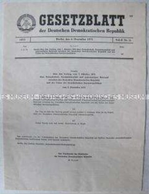 Gesetzblatt der DDR mit dem Text des Freundschaftsvertrages zwischen der DDR und der UdSSR