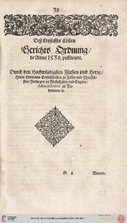 Köln Gerichtsordnung 1538