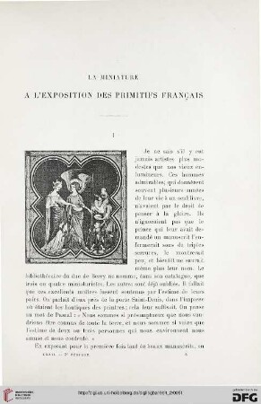 3. Pér. 32.1904: La miniature à l'exposition des primitifs français