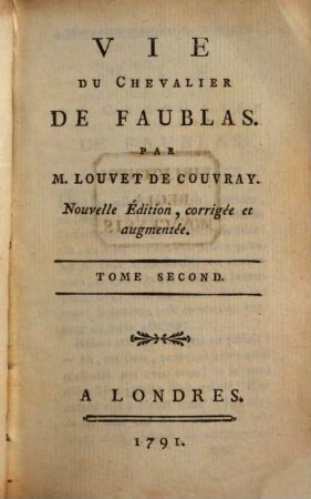 Vie Du Chevalier De Faublas, 2