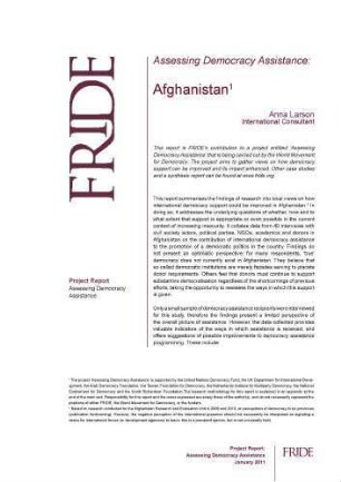 Assessing democracy assistance: Afghanistan