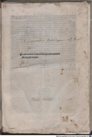 Expositio in Universalia Porphyrii et Praedicamenta Aristotelis