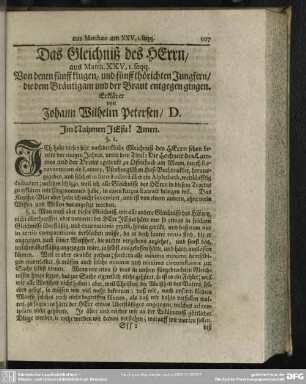 Das Gleichniß des Herrn, aus Matth. XXV,1. seqq. ...