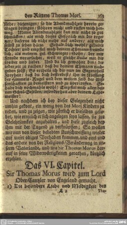Das VI. Capitel. Sir Thomas Morus wird zum Lord Ober-Cantzler von Engeland gemacht