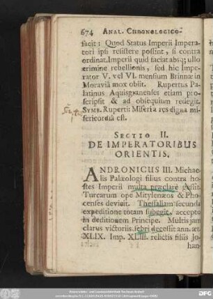 Sectio II. De Imperatoribus Orientis.