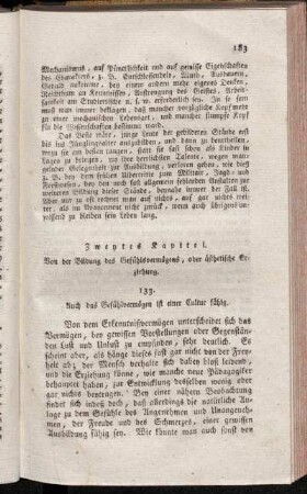 Zweytes Kapitel. Von der Bildung des Gefühlsvermögens, oder ästhetische Erziehung.