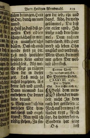 Dritter Theil, In welchem verfasset. Die Psalmen-Lieder.