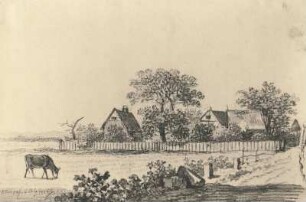 Dorfrand Blasewitz : Klengel-Album von Kirchbach. Dorfrand Blasewitz. Graphit und graue Tusche (vor 1824; J. C. Klengel)