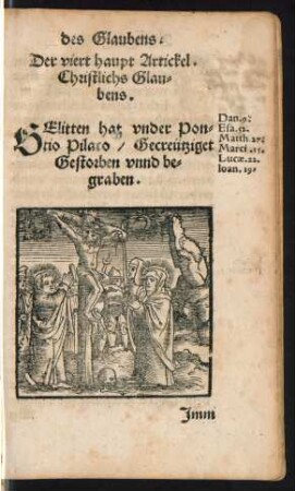 Der viert haupt Artickel. Christlichs Glaubens.