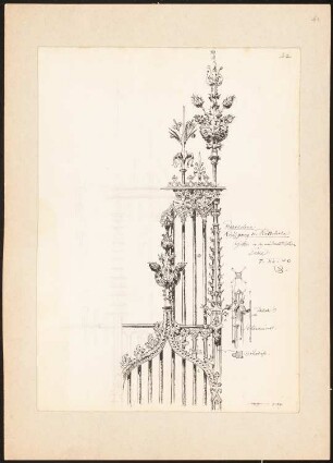 Kathedrale Santa Creu und Santa Eulàlia, Barcelona: Detailansichten aus dem Kreuzgang, Gitter (aus: Reiseskizzen aus Österreich, Deutschland, Italien und Spanien)