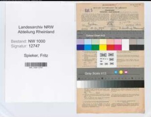 Entnazifizierung Fritz Spieker, geb. 10.12.1885 (Installateur)