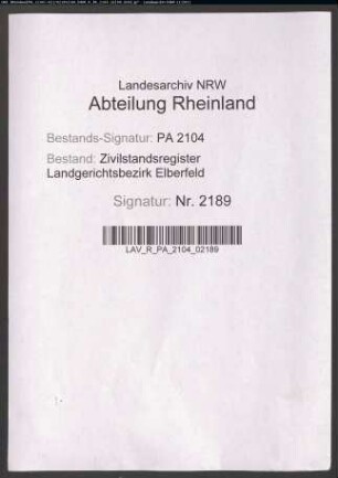 Geburtsregister Heiligenhaus
