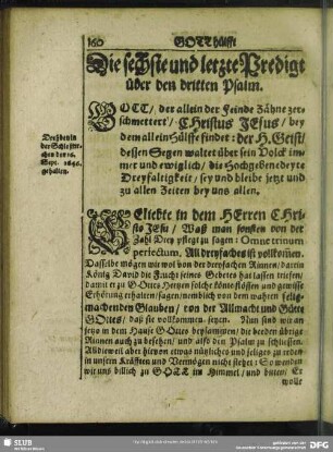 Die sechste und letzte Predigt über den dritten Psalm