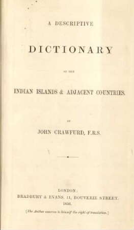 A descriptive dictionary of the Indian Islands & adjacent countries